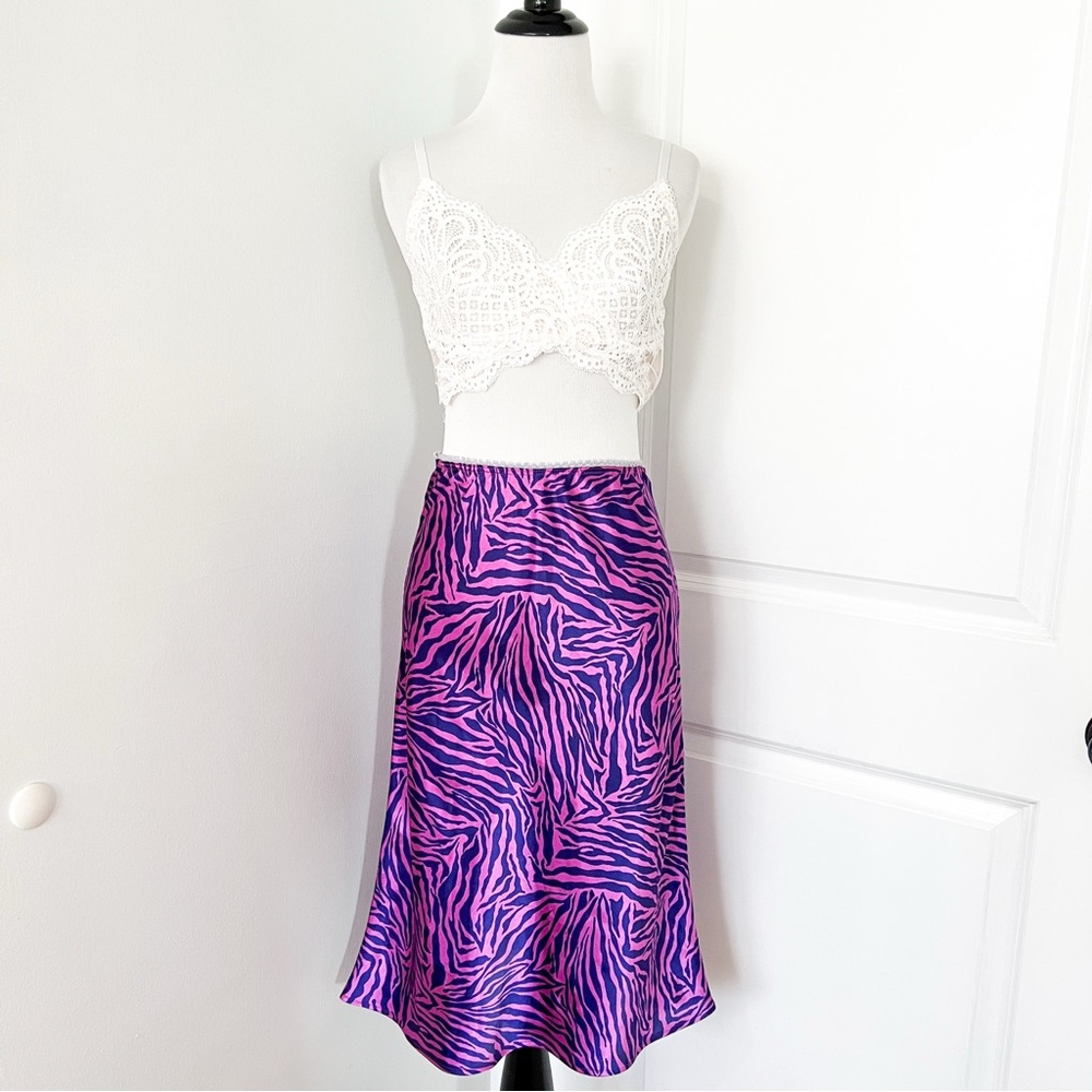 Vintage To the Max! Purple and Pink Zebra Print A-Line Skirt - Size 1